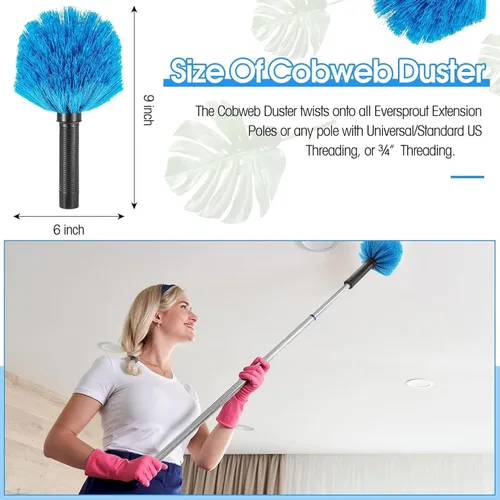Vista 2 de 9 piezas Twist on Cobweb Duster a granel para limpieza empresa de limpieza Cepillo removedor de telaraña cepillo de telaraña accesorio de cabeza