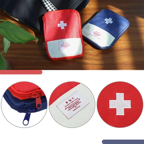 Vista 5 de Paquete de 4 mini bolsas de primeros auxilios de viaje de 7 x 5, bolsa médica portátil de primeros auxilios para exteriores, bolsa de almacenamiento