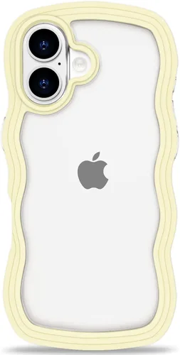 Vista 128 de Anuck Funda para iPhone 13 Pro con borde ondulado, diseño trasero transparente, agarre antideslizante, forma de marco rizado ondulado, a prueba