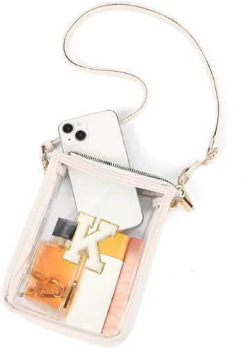 Vista 7 de SENDEFN Bolso transparente para mujer, bolsa transparente aprobada para estadios con bolsillo frontal para conciertos, deportes, festivales A-Negro