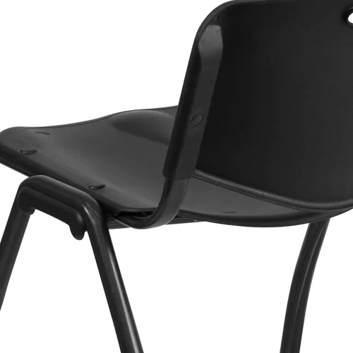 Vista 7 de Flash Furniture HERCULES Series Silla apilable de plástico negro con capacidad de 880 libras