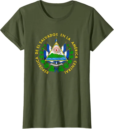 Vista 74 de Escudo de armas de El Salvador Salvadoran Distressed Design T-Shirt