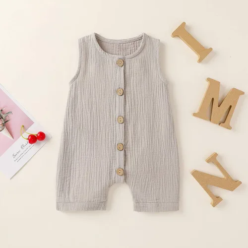 Vista 2 de Cecobora Conjunto de ropa de algodón y lino para bebés recién nacidos y niñas