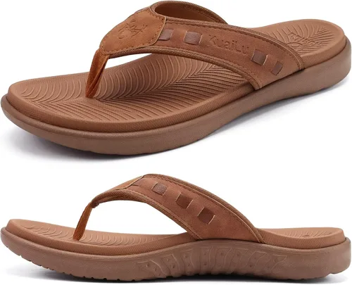 Vista 17 de KuaiLu - Sandalias deportivas para hombre con soporte de arco ortopédico estilo tanga con soporte para fascitis plantar para exteriores, de verano