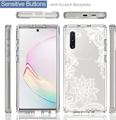 Vista 5 de Funda para Samsung Galaxy Note 10, Samsung Note 10 SM-N970U con protector de pantalla de vidrio templado, funda protectora de cuerpo completo