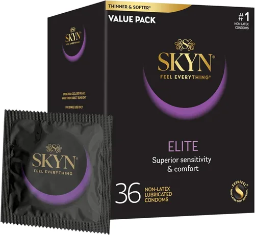 Vista 20 de SKYN Elite - Preservativos grandes – 36 unidades – Condones ultrafinos, lubricados sin látex, más largos y anchos para un ajuste más cómodo