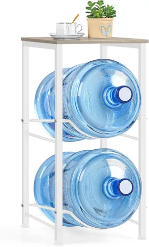 Vista 10 de Organizador para botellas de agua de 5 galones, soporte para jarra de agua con estantes superiores, estante de almacenamiento de jarra de 2 niveles