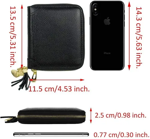 Vista 4 de Lacheln Tarjetero para mujeres y hombres RFID pequeñas carteras de tarjetas de crédito organizador de dinero Negro 40 ranuras Cartera RFID