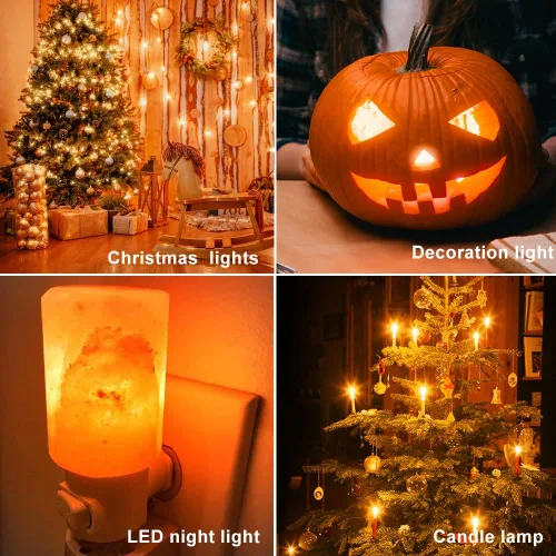 Vista 7 de Bombilla LED de noche, bombillas LED de repuesto para luces de Navidad, bombillas LED inastillables e impermeables, base de candelabro E12, 0.6 W