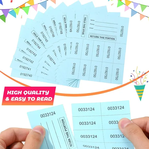 Vista 4 de Kosiz 1000 hojas 10 pujas Etiquetas de rifa para subastas chinas Fichas de rifa para recaudación de fondos Numeradas con nombre y número de teléfono