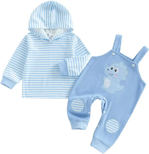 Vista 28 de Conjunto de ropa de otoño e invierno para bebé y niño, sudadera larga con capucha y pantalones para niños pequeños, 6, 12, 18, 24 meses, 2T Adorable