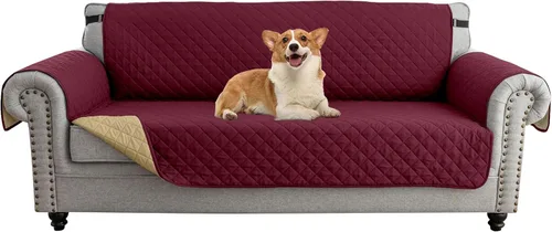 Vista 23 de UNBBRRL Funda de sofá reversible para perros y gatos, funda impermeable para muebles para mascotas y niños, protector de sofá con correas elásticas