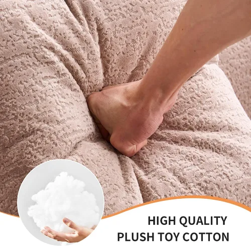 Vista 3 de Sofá modular curvado de 110 pulgadas para sala de estar, moderno sofá modular de felpa de felpa de gran tamaño con asiento profundo comprimido sin