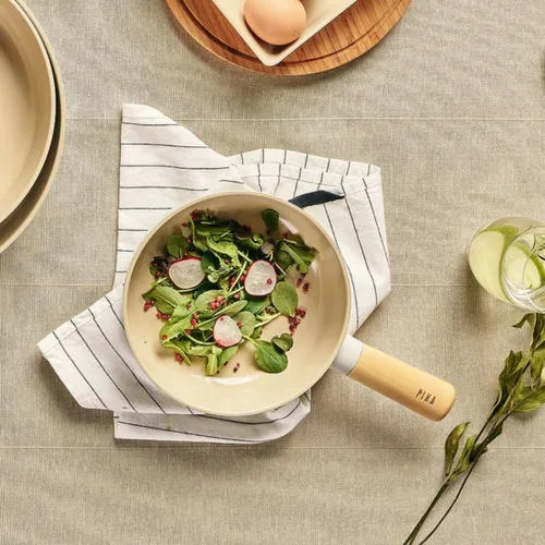 Vista 3 de FIKA - Mini wok de 7 pulgadas con mango de madera, utensilios de cocina compatibles con inducción para todas las estufas, sartén de revestimiento