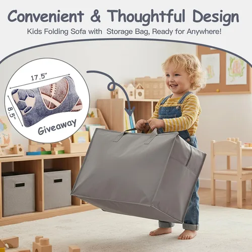 Vista 4 de Tiita Colchón de Piso Plegable para Sofá Cama para Niños, Colchoneta de Siesta de Piso Plegable Lavable para Niños Pequeños, Sofá Futón Plegable