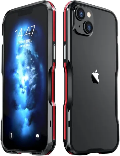 Vista 44 de Parachoques de aluminio compatibles con iPhone 12 Mini de 5.4 PULGADAS, estuche con marco metálico, parachoques delgado de diseño genial y Negro