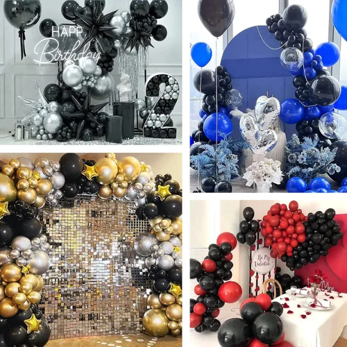 Vista 7 de FOTIOMRG 120 globos negros de 5 pulgadas, pequeños globos de látex para fiesta, calidad de helio para cumpleaños, graduación, baby shower, día