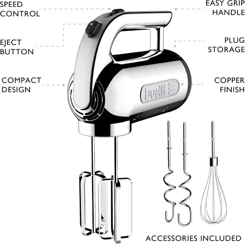 Vista 15 de Dualit Batidora de mano - 300 W - Mango de agarre fuerte - Accesorios incluidos - Almacenamiento de enchufe integral - 4 ajustes de velocidad