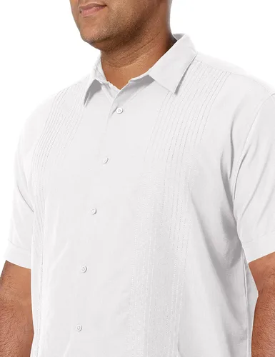 Vista 3 de Cubavera Men's Striped Panel Dobby Short Sleeve Button-Down Shirt (Size Small-5x Big & Tall)