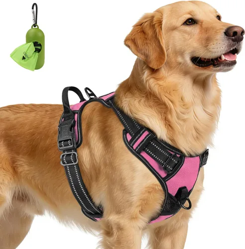 Vista 30 de Joytale Arnés sin tirones para perros pequeños, chaleco reflectante para mascotas con clip frontal, arnés acolchado suave ajustable con asa de fácil