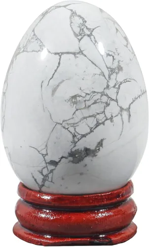 Vista 19 de Fekuar Figura de huevo de piedra, cristal curativo pulido, escultura de esfera de huevos de Pascua con soporte de madera, piedra de ojo de tigre