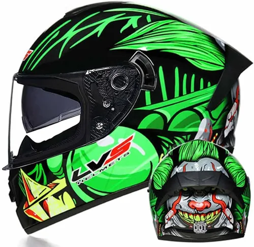 Vista 6 de Full Face Motorcycle Helmet DOT Approved Motorbike Moped Street Bike Racing Crash Helmet, Men and Women