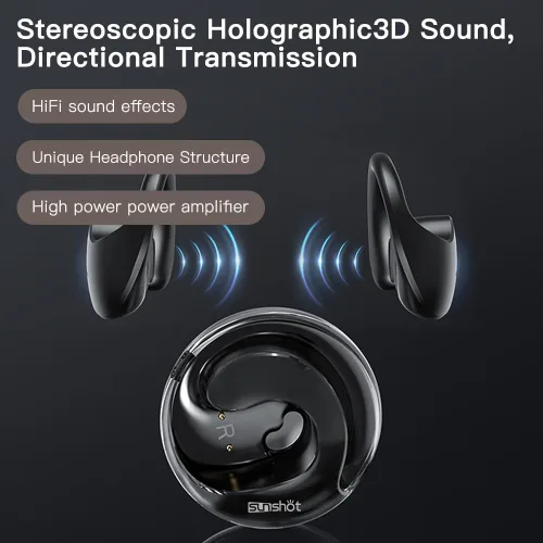 Vista 7 de auriculares colgantes sunshot Ows 5.4 Bluetooth, auriculares inalámbricos Bluetooth de conducción de aire, Bluetooth BT 5.4 de baja latencia