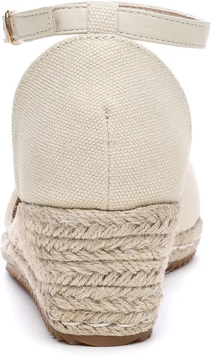 Vista 4 de Altxic Sandalias de cuña de lona con correa al tobillo y puntera cerrada para mujer