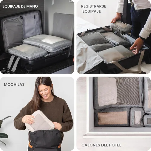 Vista 9 de Aerotrunk Cubos de embalaje de compresión para viajes, paquete de 2, beige