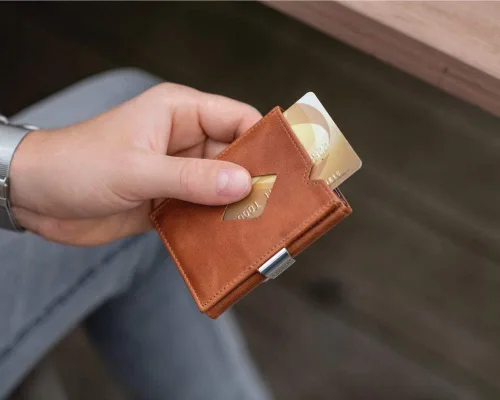Vista 7 de EXENTRI Multiwallet con clip de bloqueo de acero inoxidable y bolsillo para monedas