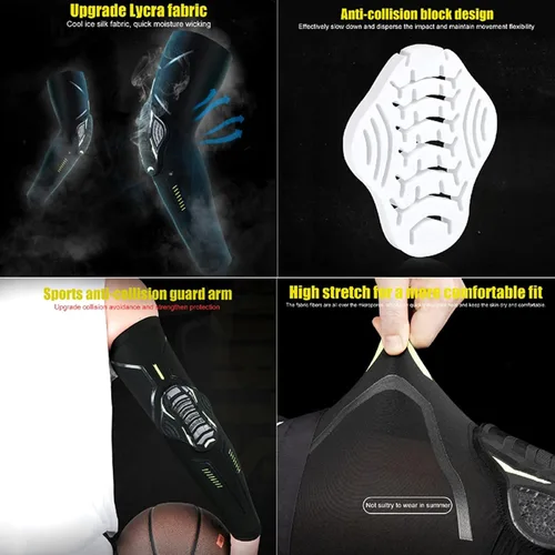 Vista 4 de Wonzone Coderas para hombre, mangas para brazos, protección UV, deportes, baloncesto, tirador, mangas de compresión de enfriamiento
