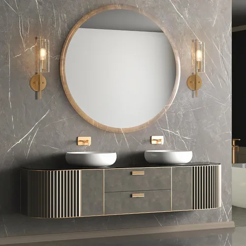 Vista 5 de KSANA Lámpara de pared de 1 luz, moderna lámpara dorada montada en la pared, iluminación de baño de vidrio sembrado para dormitorio, pasillo