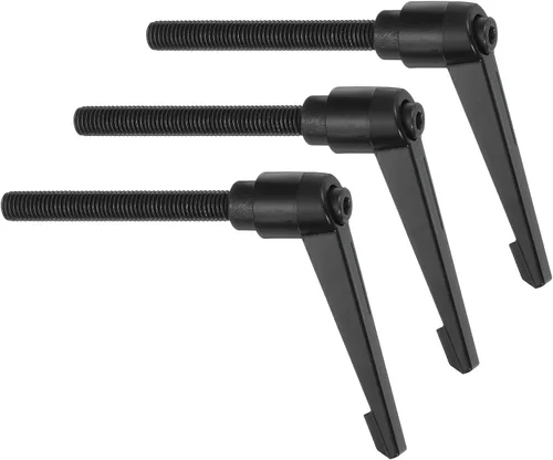 Vista 11 de uxcell 3 perillas ajustables M5 x 0.472 in, rosca macho, botón de trinquete, cierre rápido, perno giratorio para maquinaria de torno, color negro