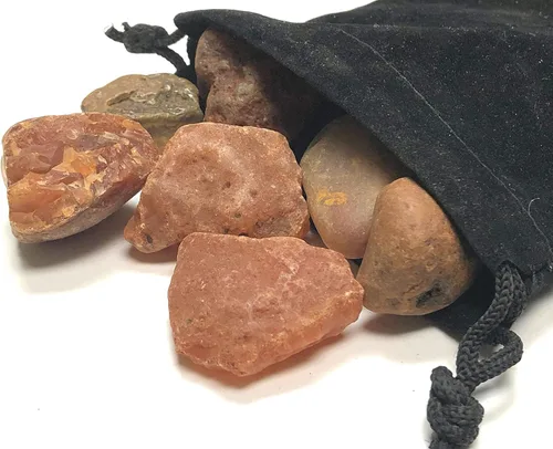 Vista 2 de Piedras de cornalina áspera, piezas grandes de 1 pulgada en bolsa de terciopelo (1 libra)