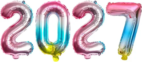 Vista 16 de GOER Globos de papel de aluminio 2026 para fiesta de Año Nuevo, suministros de fiesta, decoraciones de graduación (negro, 16 pulgadas)