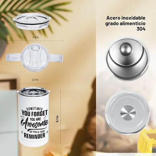 Vista 3 de AGH Paquete de 30 vasos de sublimación de 12 onzas con dos tapas, botella de agua de doble pared de acero inoxidable para niños con asa, vasos