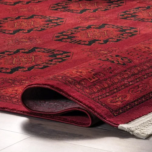 Vista 6 de Nuloom Diandra Red/marfil, 9 pies 2 pulgadas x 12 pies, tribal, suave y suave, con alto tráfico, resistente a las manchas, fácil de limpiar