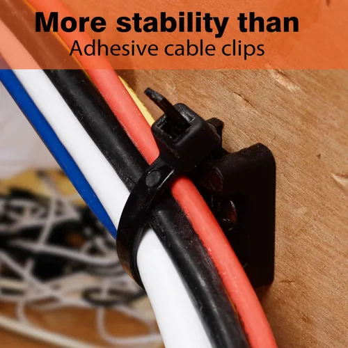Vista 6 de 75 bridas para cables con base de sujeción para cables de 6 pulgadas y 0.19 pulgadas y tornillo de acero inoxidable, clips organizadores de cables
