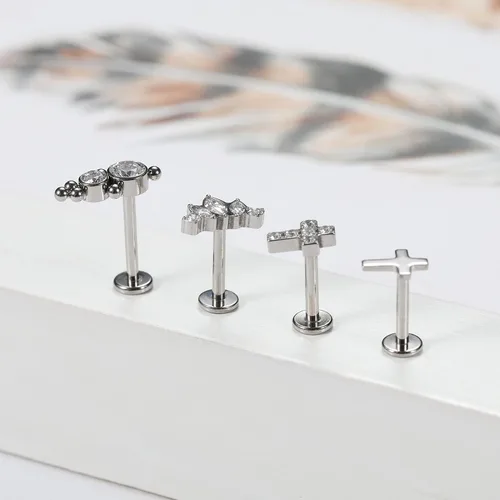 Vista 6 de Funlmo - Piercing para labio, de titanio G23, 16G, con rosca interna, para el cartílago, joyería para piercing de anillo, de medusa, Monroe