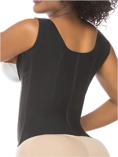 Vista 2 de Salome 0314 Chaleco de entrenamiento de cintura con cremallera Faja Colombiana Chaleco Cinturilla Reductora de Mujer Negro, 2XL