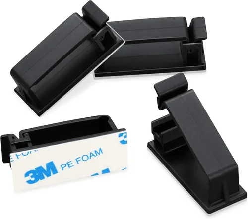 Vista 3 de Paquete de 50 clips autoadhesivos para organizar cables, organizadores de cables, soportes de cable para TV, PC, portátil, cable Ethernet 27B negro