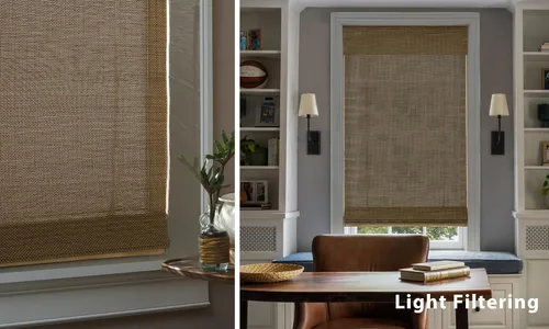 Vista 5 de LazBlinds Persianas Romanas de Bambú Sin Cordón Sin Herramientas Sin Taladro, Tratamiento de Ventana con Filtrado de Luz, Persianas de Bambú
