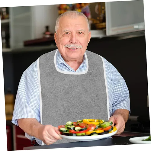 Vista 6 de Babero ajustable para adultos para la hora de comer y protector de alimentación lavable para ancianos y necesidades especiales, protector de ropa