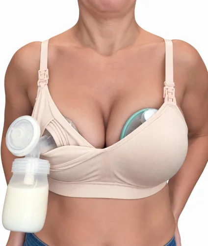 Vista 10 de Simple Wishes Pumping Bra Hands Free, Molded Cup Nursing Bra Paquete combinado: brasier índigo + camiseta sin mangas índigo