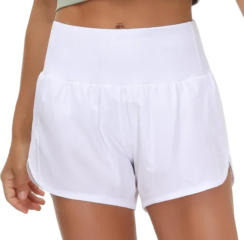 Vista 2 de THE GYM PEOPLE Womens High Waisted Running Shorts Quick Dry Athletic Workout Shorts with Mesh Liner Zipper Pockets