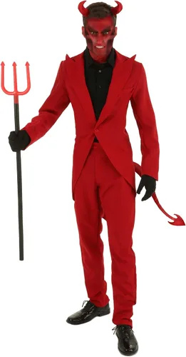 Vista 2 de Traje rojo para adultos disfraz de diablo para hombre Rojo