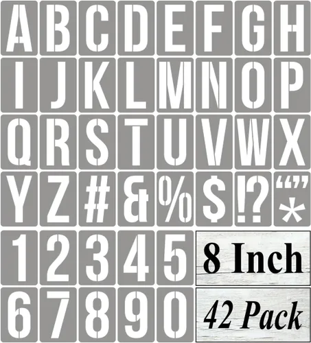 Vista 10 de Plantillas de letras del alfabeto de 1 pulgada para pintar, paquete de 42 plantillas de letras y números con letreros para pintar sobre madera