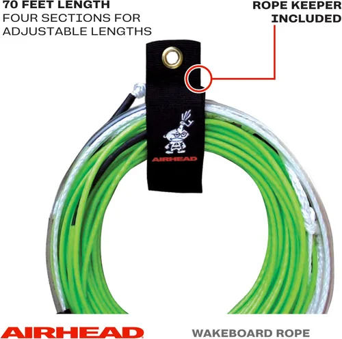 Vista 3 de AIRHEAD Dyneema - Cuerda de wakeboard de línea plana, 4 secciones, 70 pies, varios colores disponibles