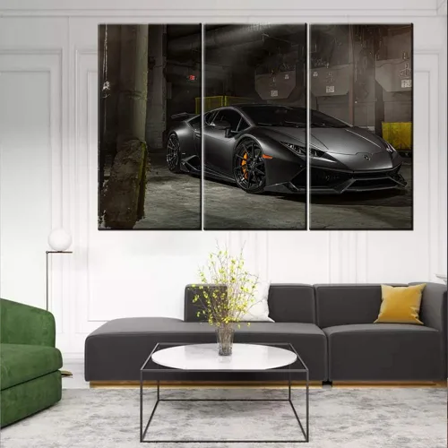 Vista 105 de Arte de pared de auto deportivo rojo para sala de estar, arte de pared de lienzo de súper auto genial, imágenes pósters, 3 piezas, arte moderno