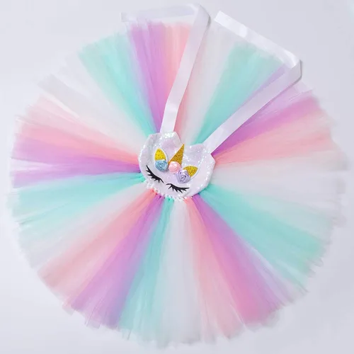 Vista 4 de Jxstar Disfraz de unicornio de flores para niñas vestido de fiesta de tutú de princesa